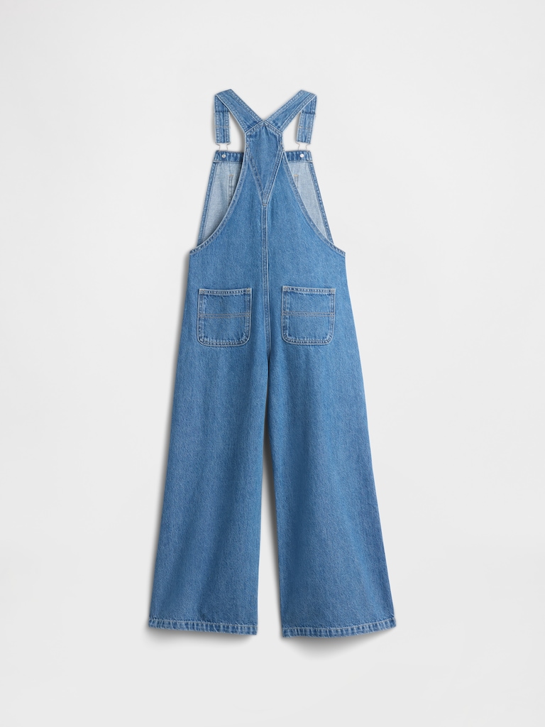 Kids Relaxed Wide-Leg Denim Overalls