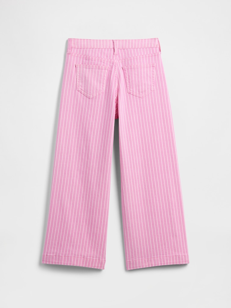 Kids High Rise Stripe Wide-Leg Ankle Jeans