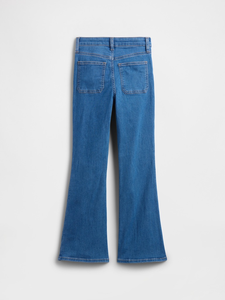 Kids High Rise Embroidered '70s Flare Jeans
