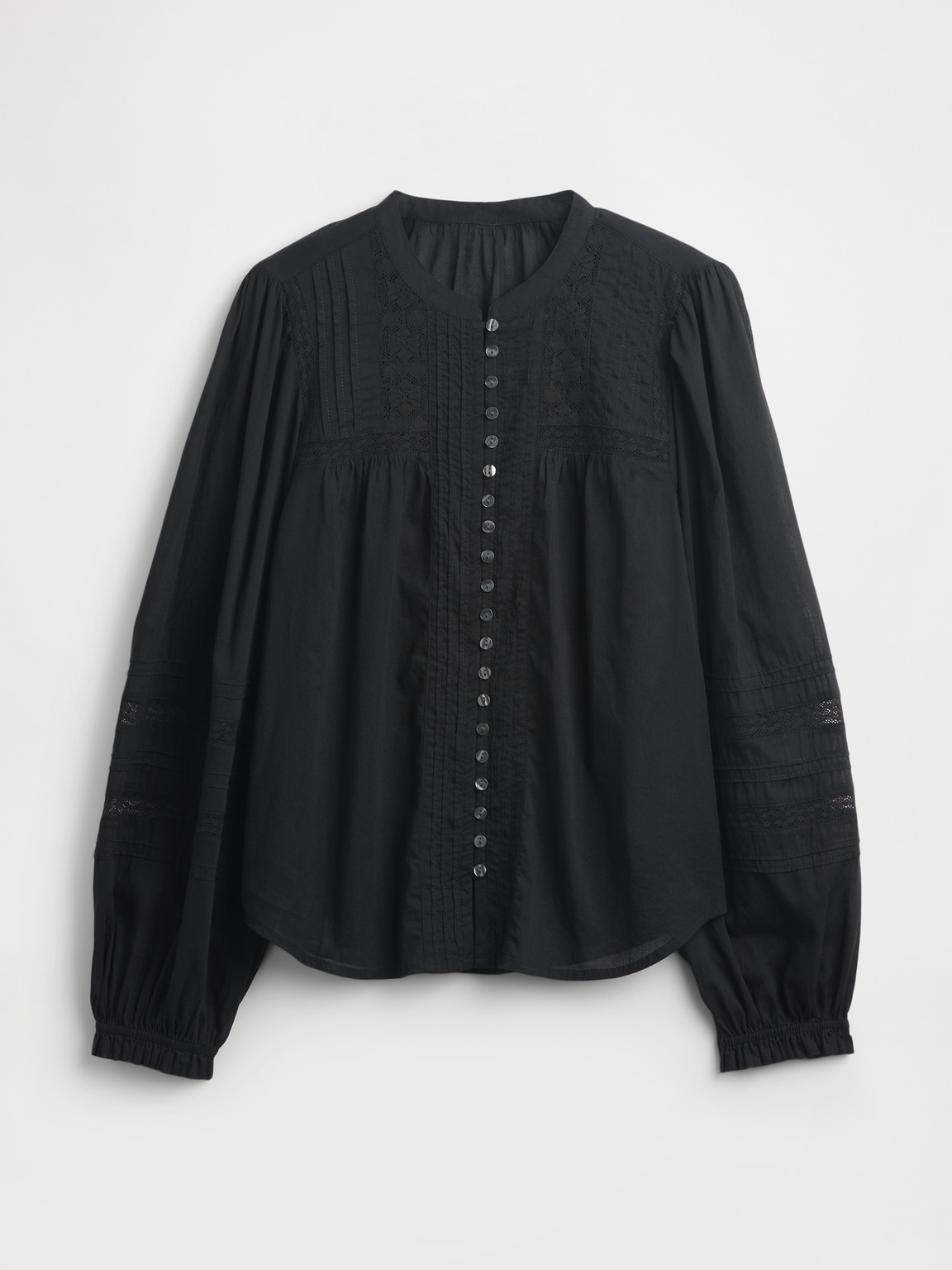 Lace-Trim Pintuck Top