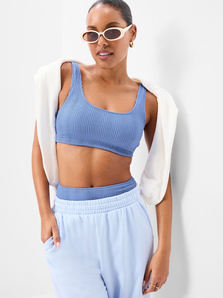 Ribbed Scoop-Neck Swim Top
