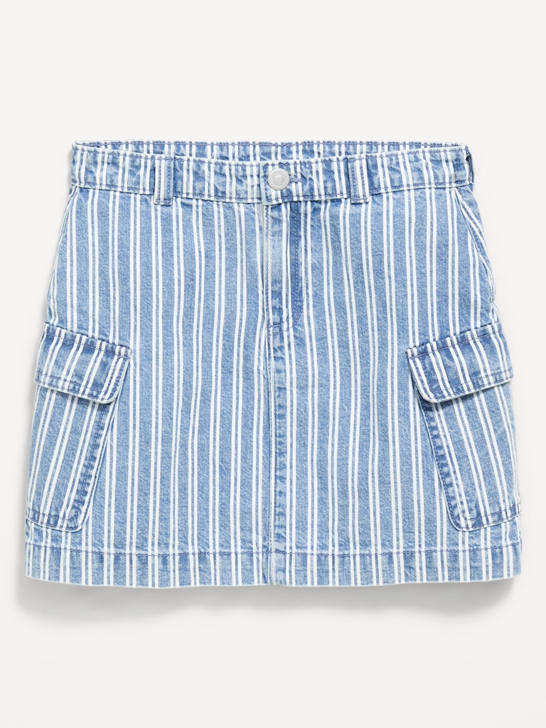 Striped Cargo Jean Skirt for Girls