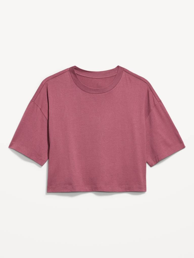 Vintage Crew-Neck Oversized Crop T-Shirt
