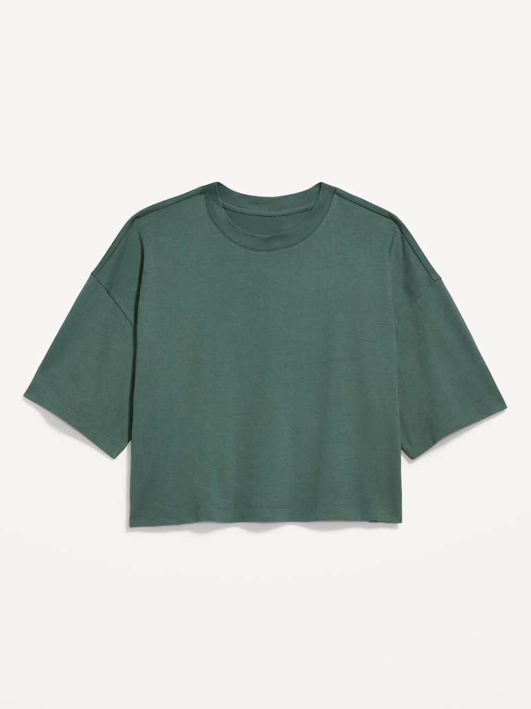 Vintage Crew-Neck Oversized Crop T-Shirt