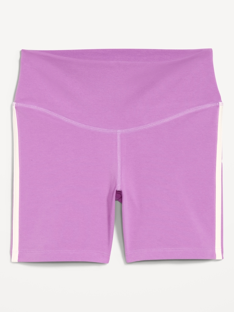 High-Waisted PowerChill Side-Stripe Biker Shorts -- 5-inch inseam