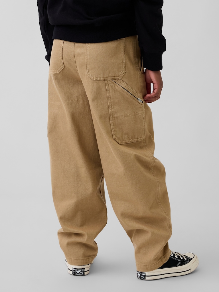 Kids Brushed Cargo Baggy Taper Pants