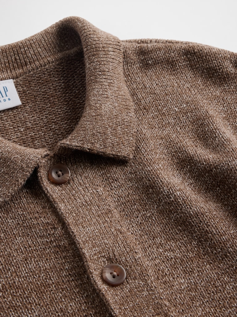 Kids Relaxed Polo Cardigan Sweater