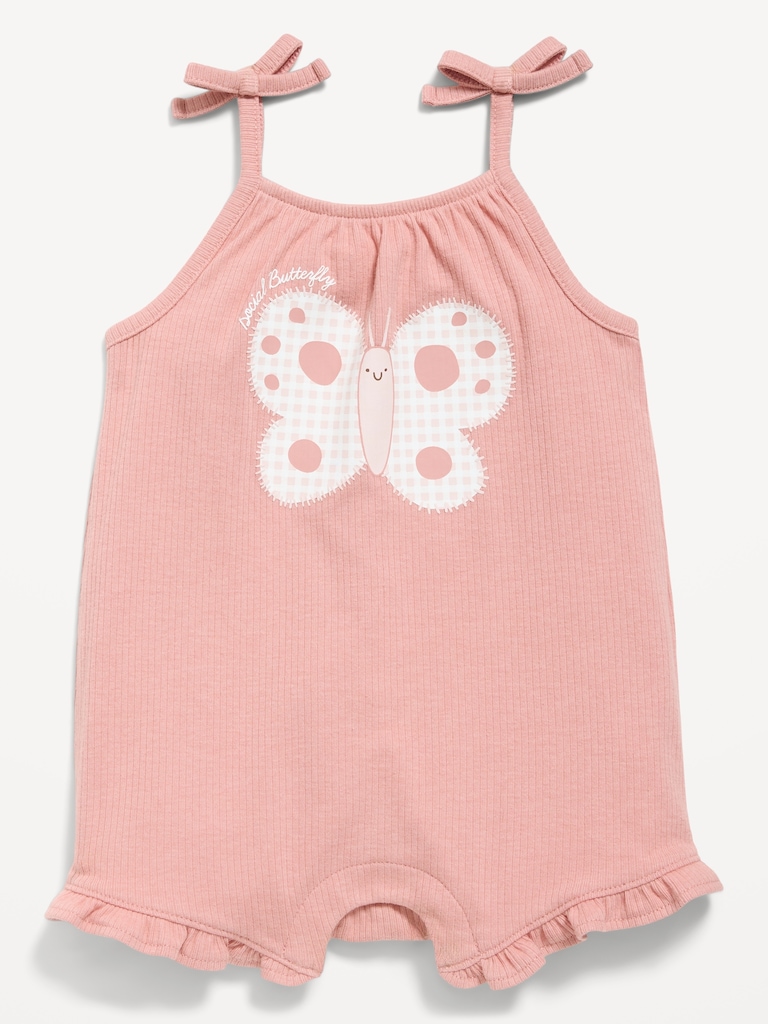 Tie-Strap Graphic One-Piece Romper for Baby
