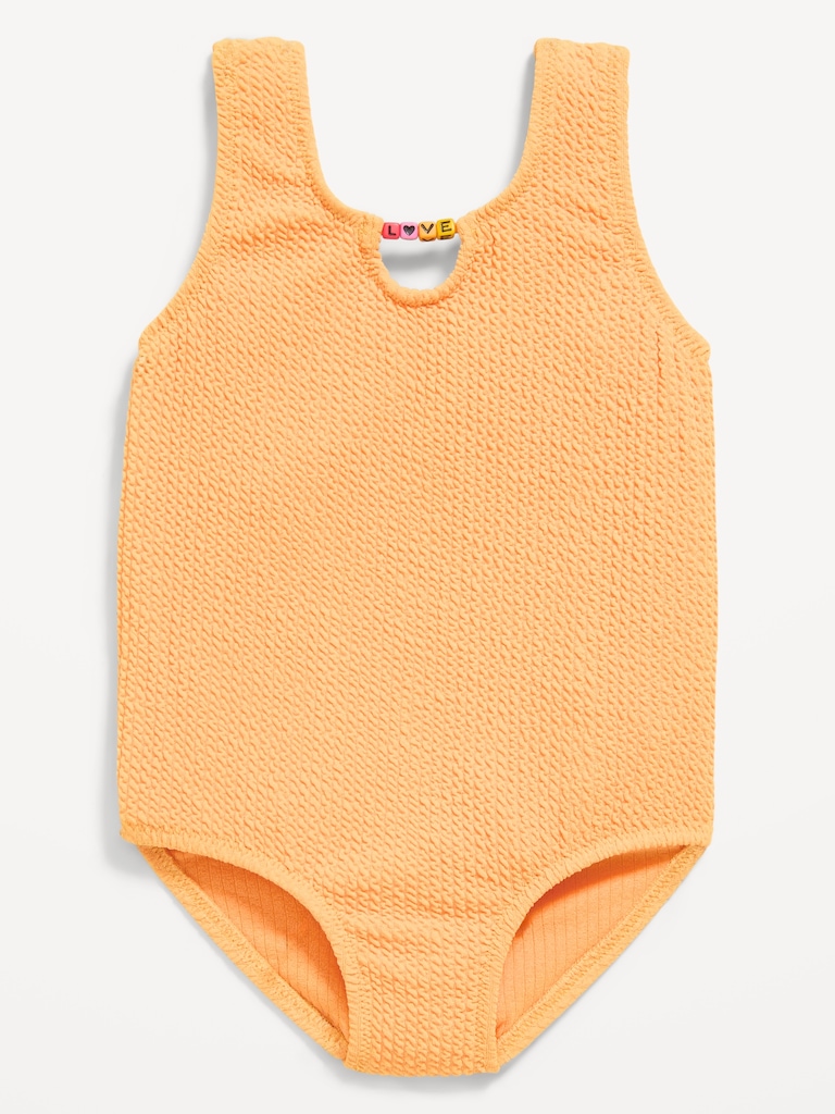Textured Beaded One-Piece Swimsuit for Toddler Girls