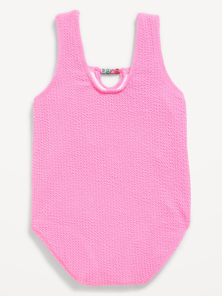 Textured Beaded One-Piece Swimsuit for Toddler Girls