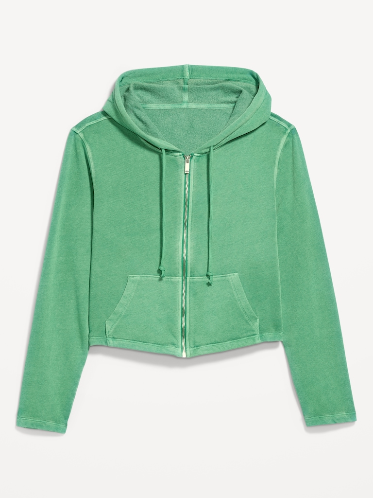 Shrunken Cropped Zip Hoodie Sweatshirt