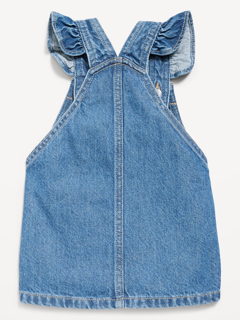 Ruffled Pocket Jean Skirtall Dress for Baby