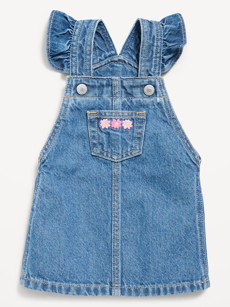 Ruffled Pocket Jean Skirtall Dress for Baby