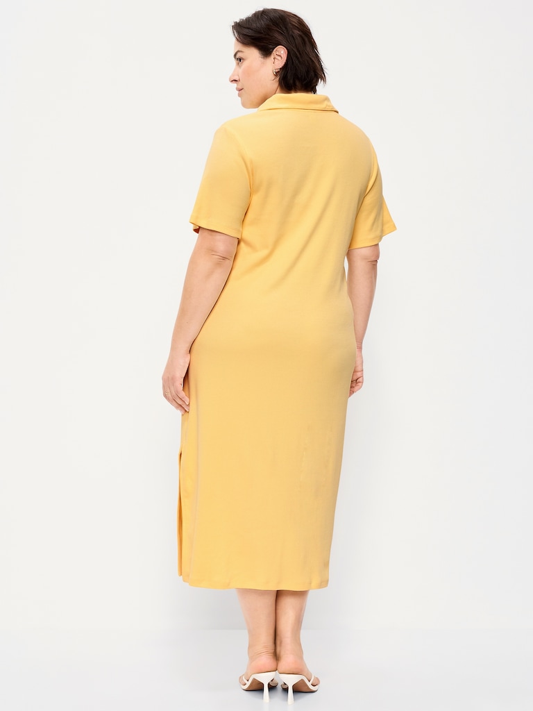 Short-Sleeve Polo Midi Dress