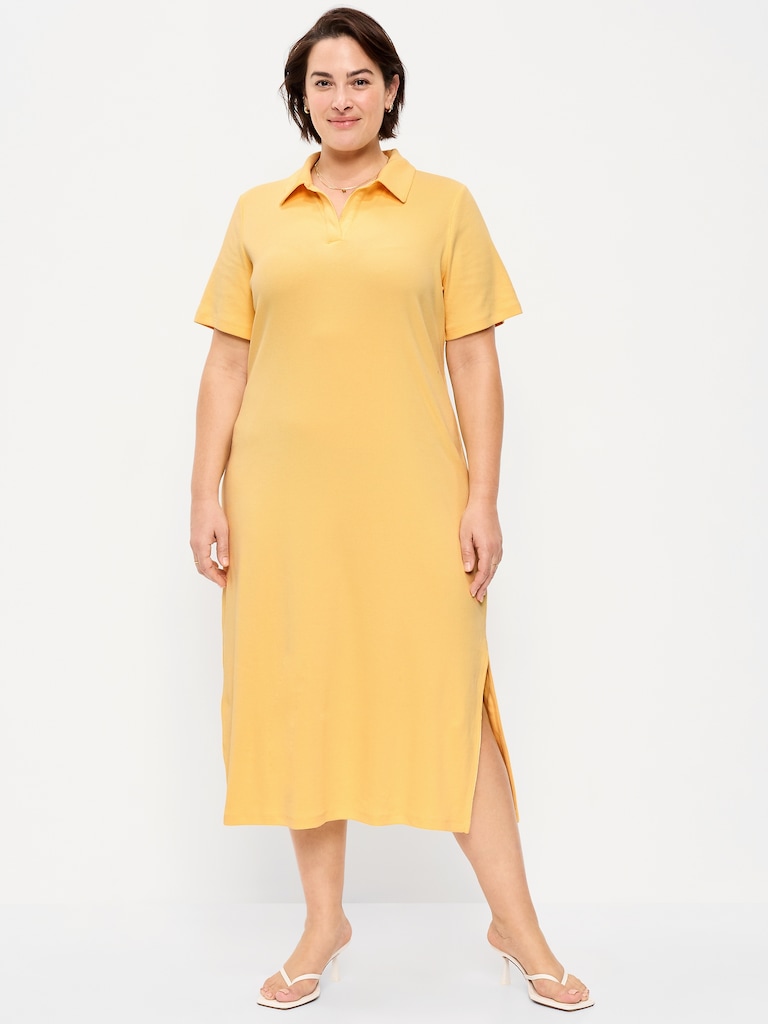 Short-Sleeve Polo Midi Dress