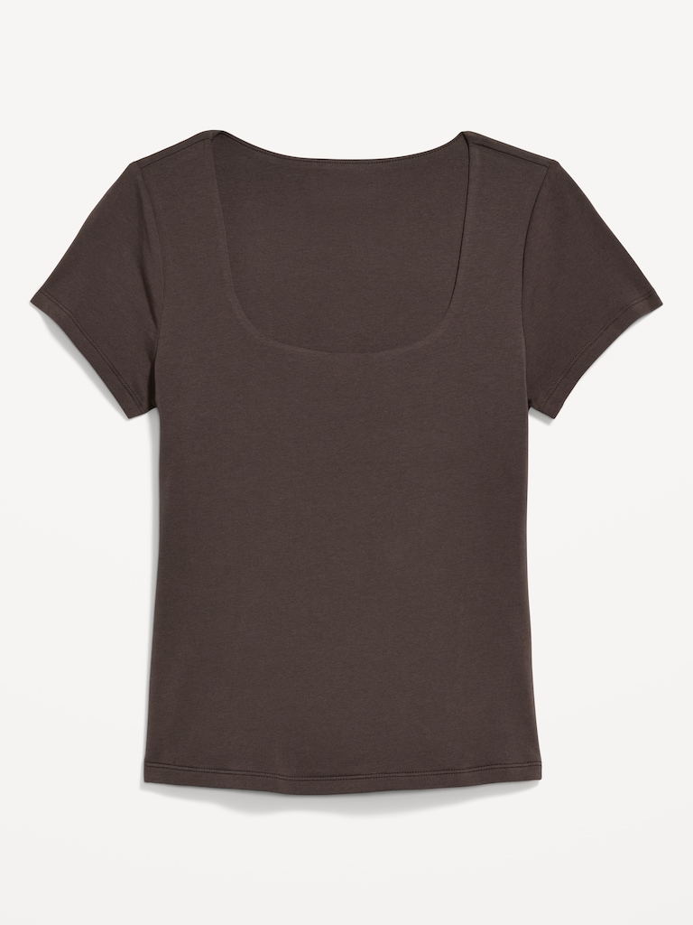 Hug Double-Layer Scoop-Neck Top