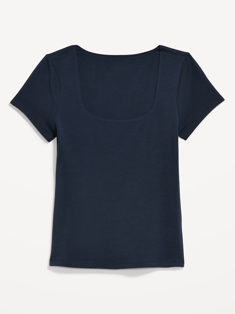 Hug Double-Layer Scoop-Neck Top