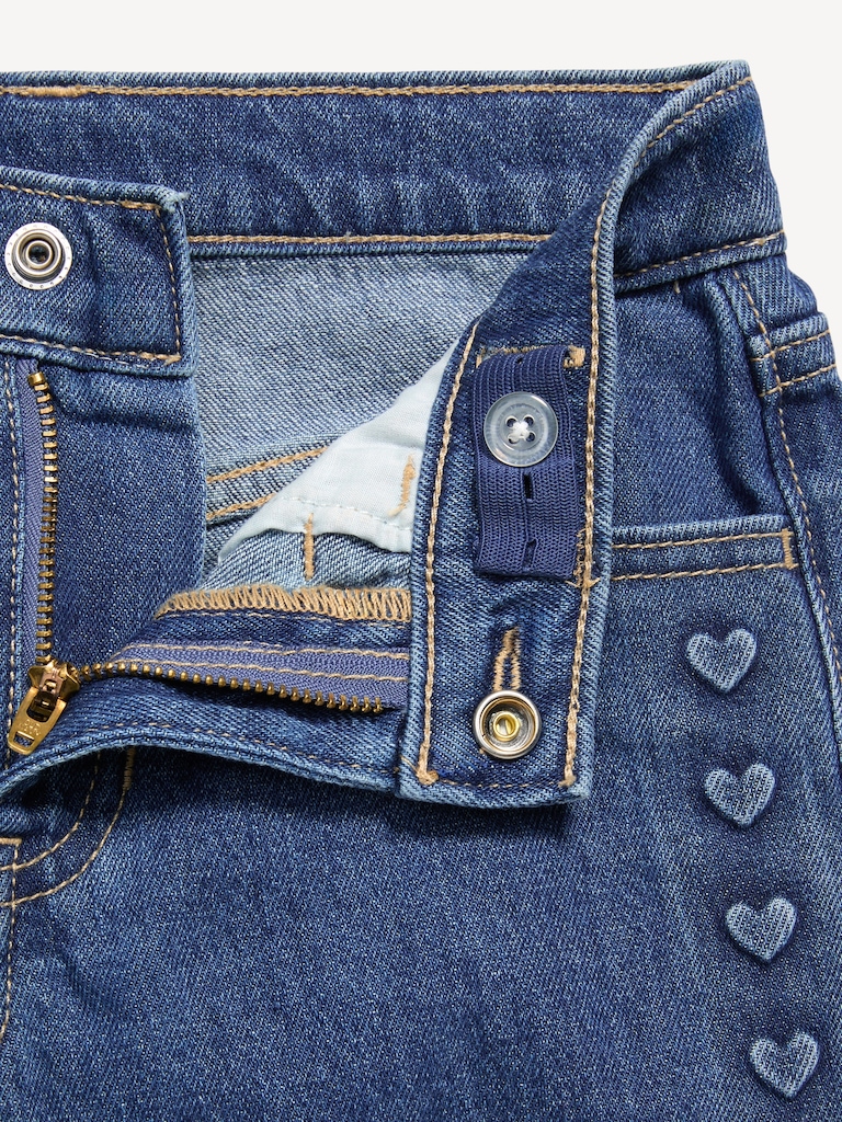 High-Waisted Hearts Jean Midi Shorts for Girls