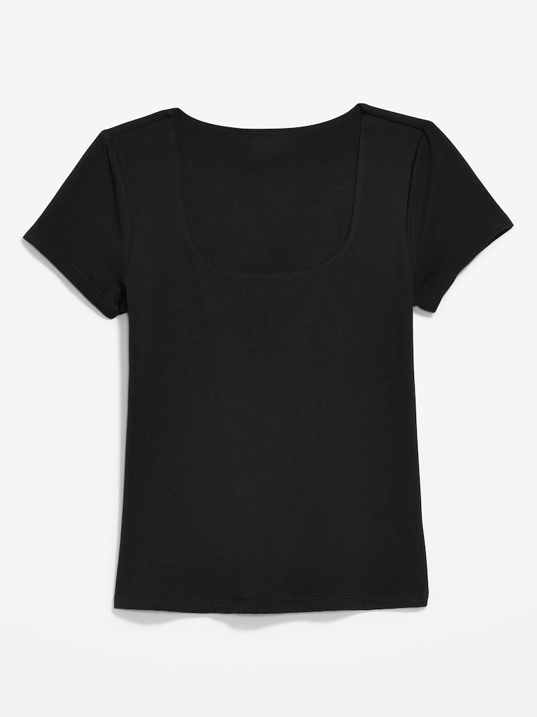 Hug Double-Layer Scoop-Neck Top