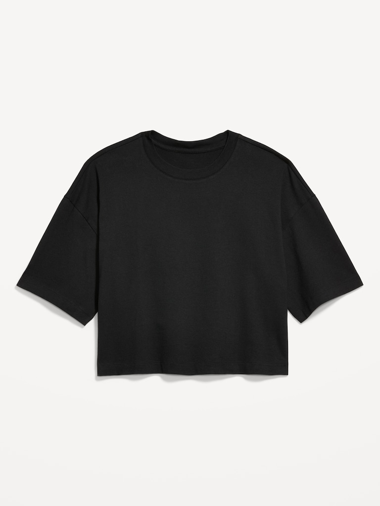Vintage Crew-Neck Oversized Crop T-Shirt