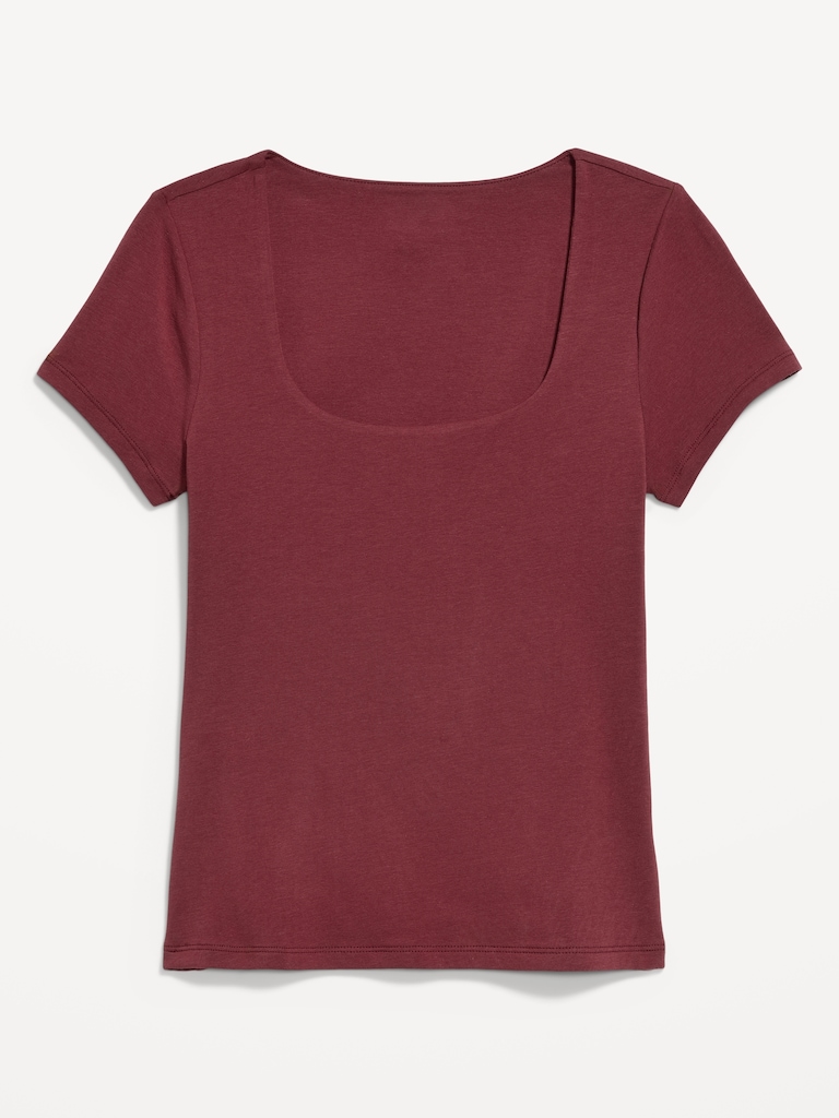 Hug Double-Layer Scoop-Neck Top