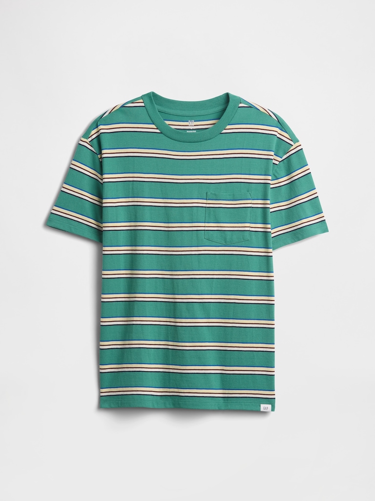 Kids Everyday Soft Stripe Pocket T-Shirt