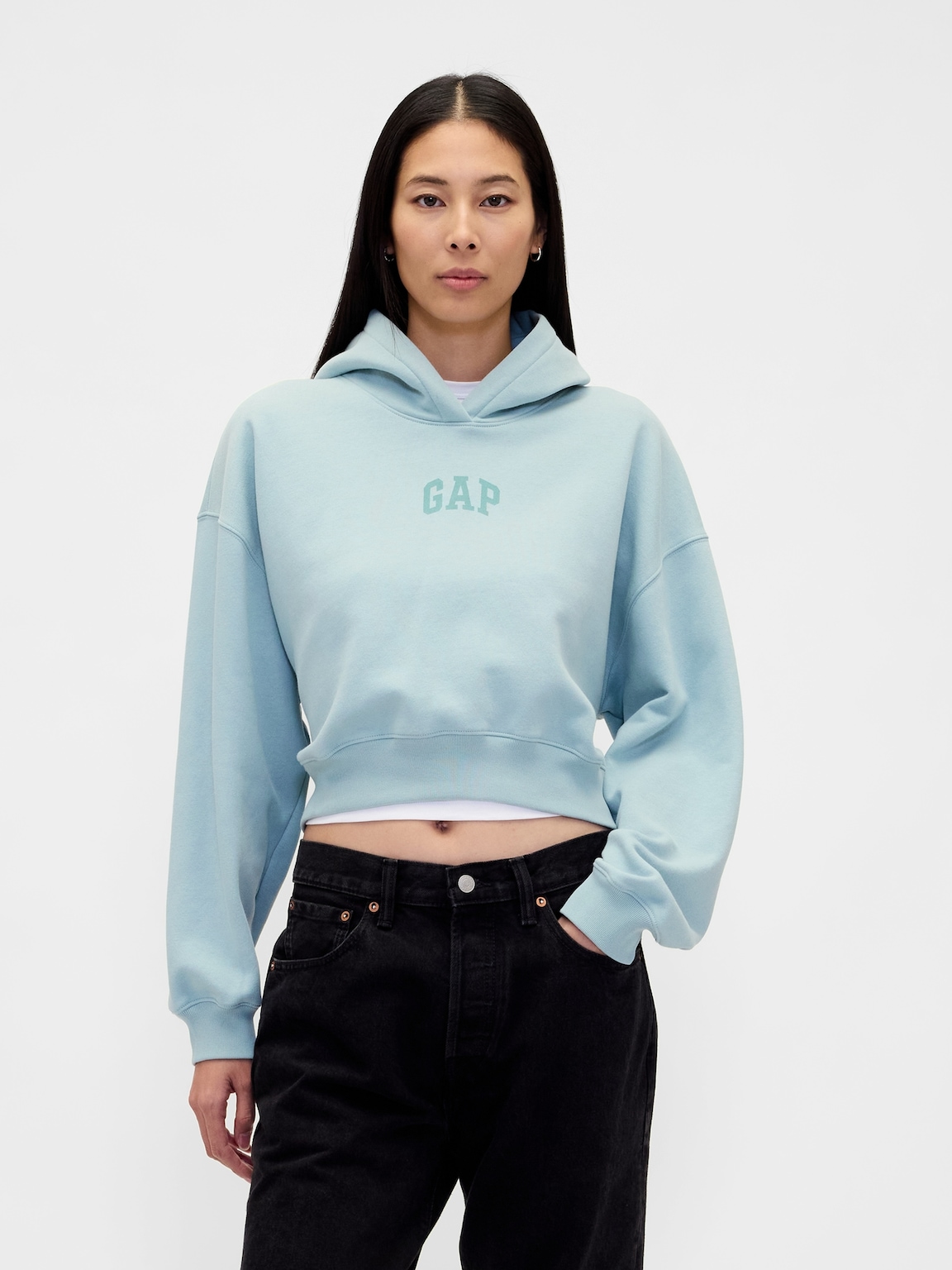 VintageSoft Crop Logo Hoodie