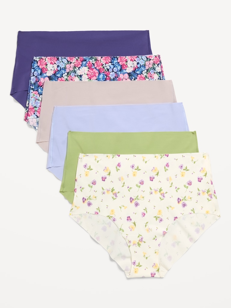 High-Waisted No-Show Brief Underwear 6-Pack