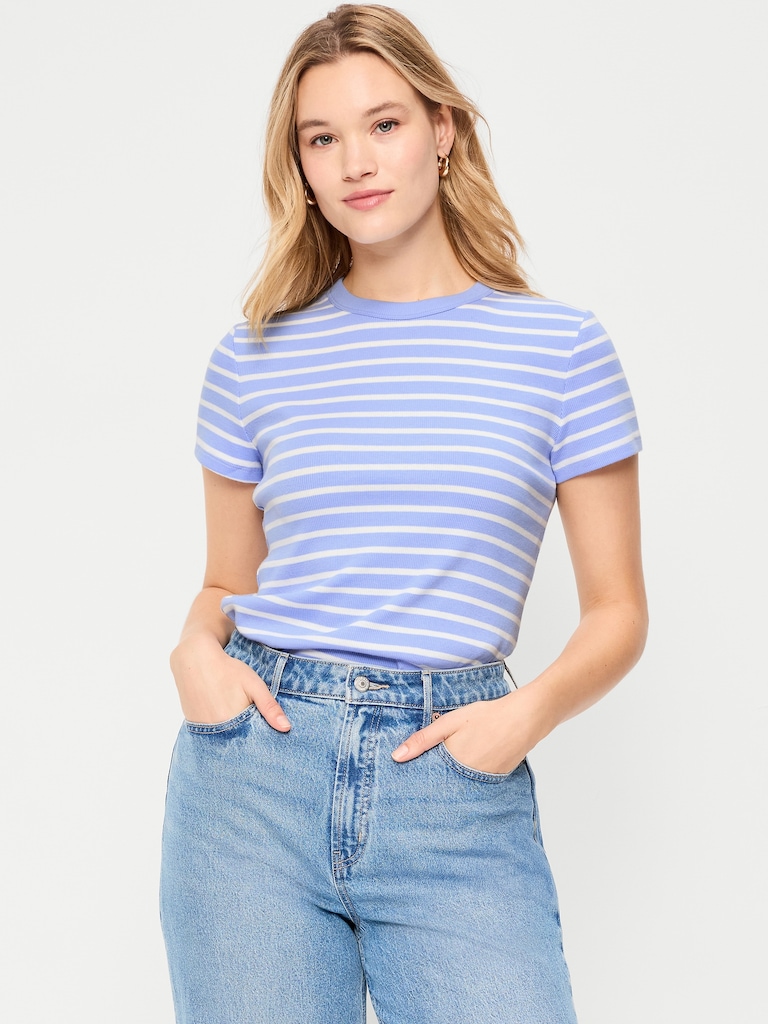 Snug Crew-Neck Ribbed T-Shirt