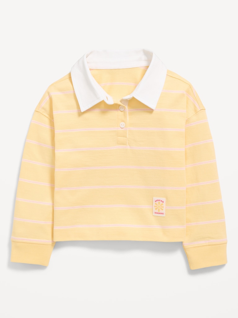 Long-Sleeve Cropped Polo Shirt for Toddler Girls