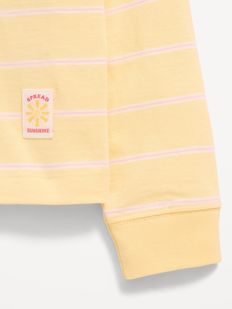 Long-Sleeve Cropped Polo Shirt for Toddler Girls