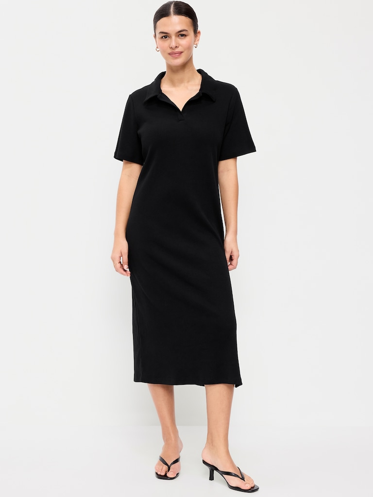 Short-Sleeve Polo Midi Dress