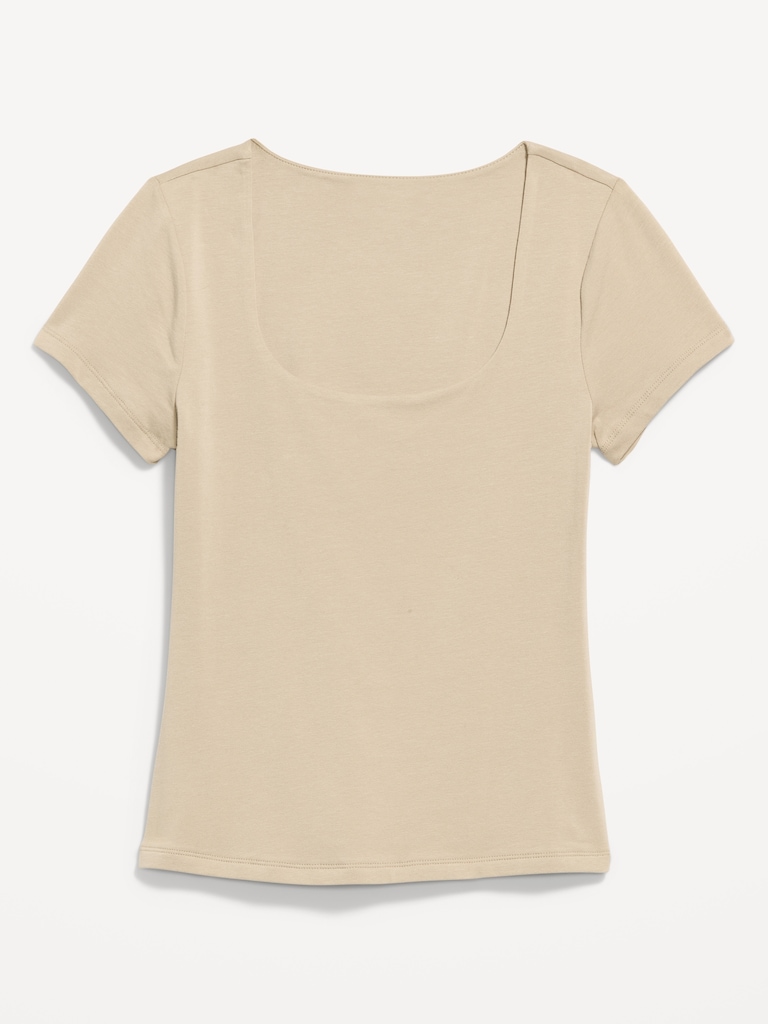 Hug Double-Layer Scoop-Neck Top