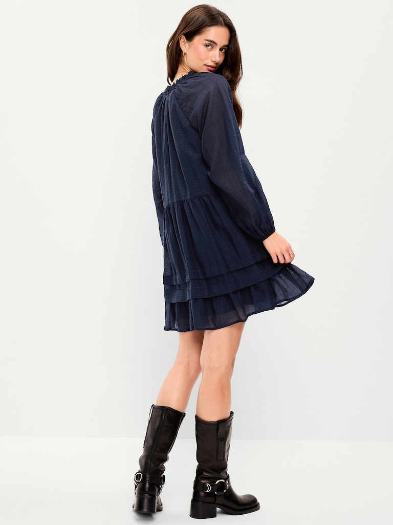 Long-Sleeve Swing Mini Dress