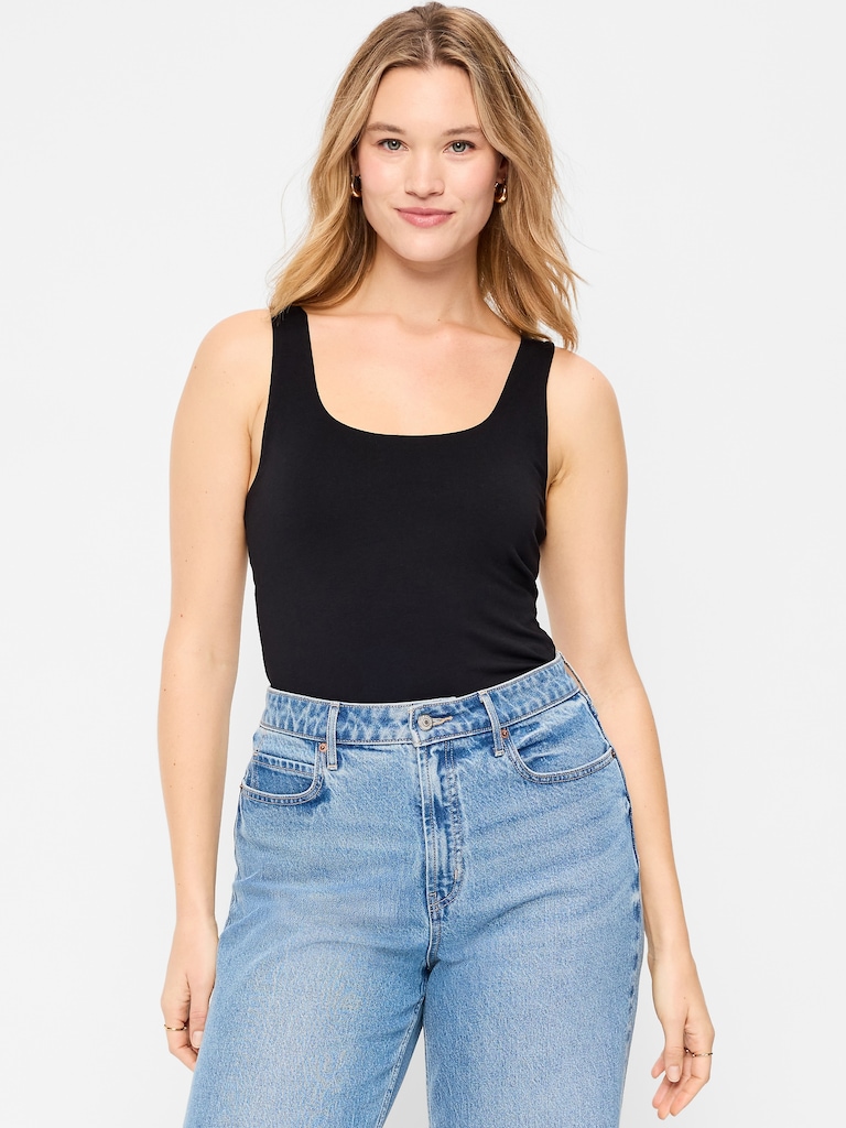 Hug Double-Layer Scoop-Neck Tank Top