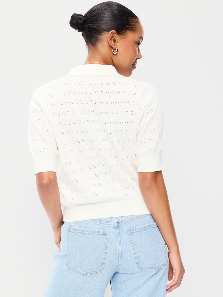 SoSoft Lite Short-Sleeve Pointelle Cropped Polo