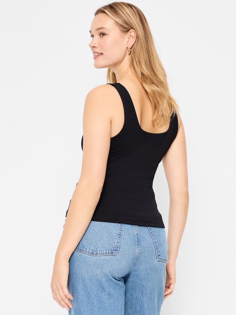 Hug Double-Layer Scoop-Neck Tank Top