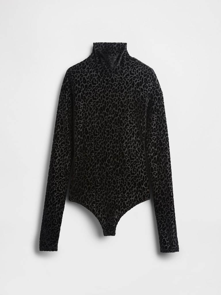 GapStudio Burnout Velvet Leopard Bodysuit