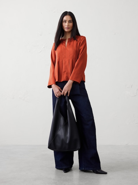 Chemisier Banana Republic Manches Longues - Col Une épaule - Taille 10 - Bleu - Neuf Avec étiquettes