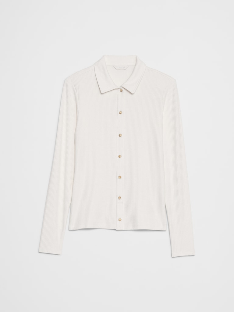 Brushed Ribbed Button Top