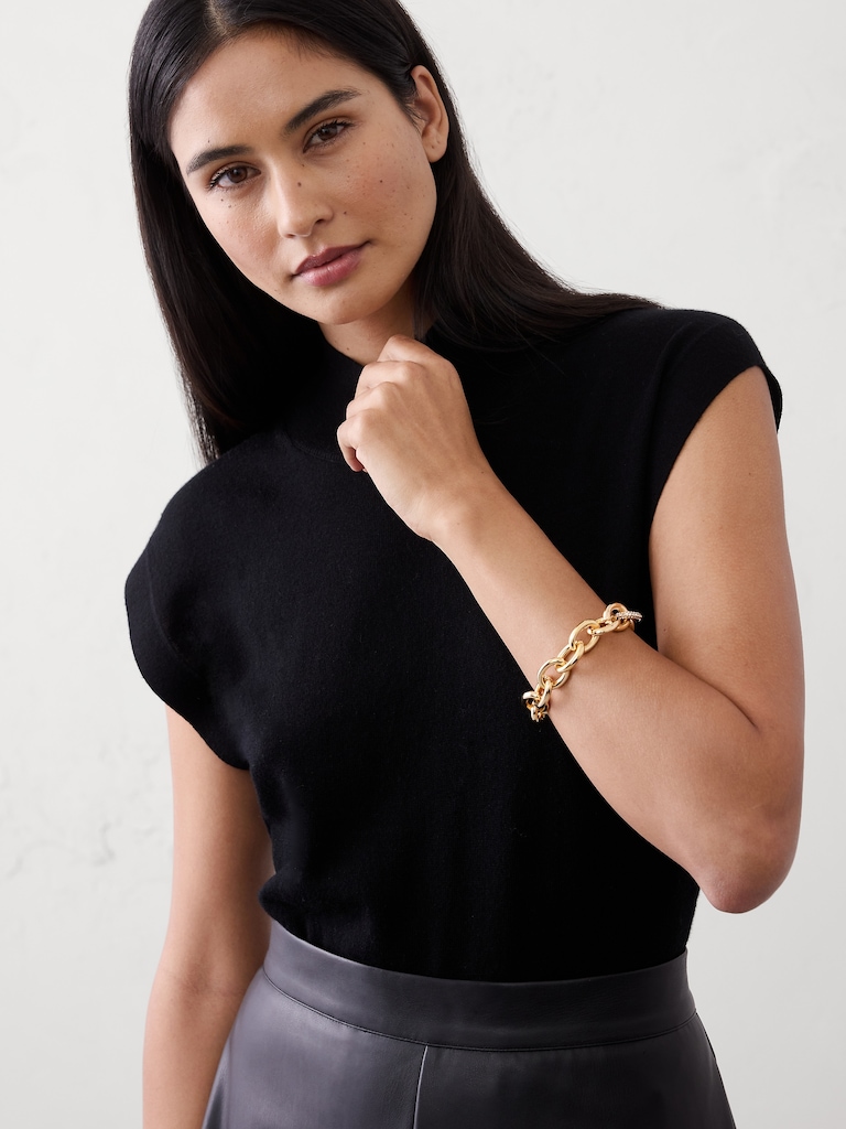 Pave Chunky Chain Link Bracelet