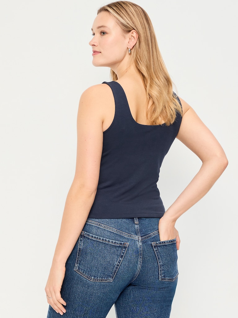 Hug Double-Layer Scoop-Neck Tank Top