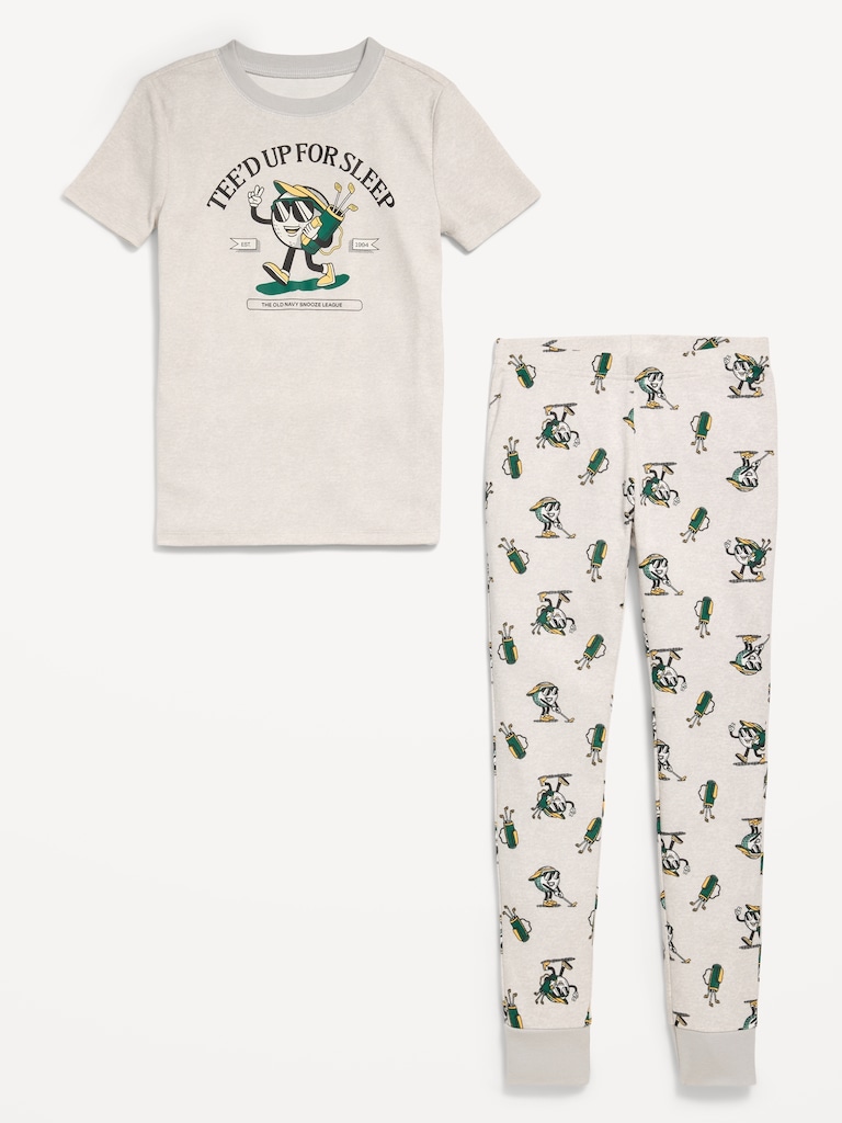 Gender-Neutral Snug-Fit Graphic Pajama Set for Kids