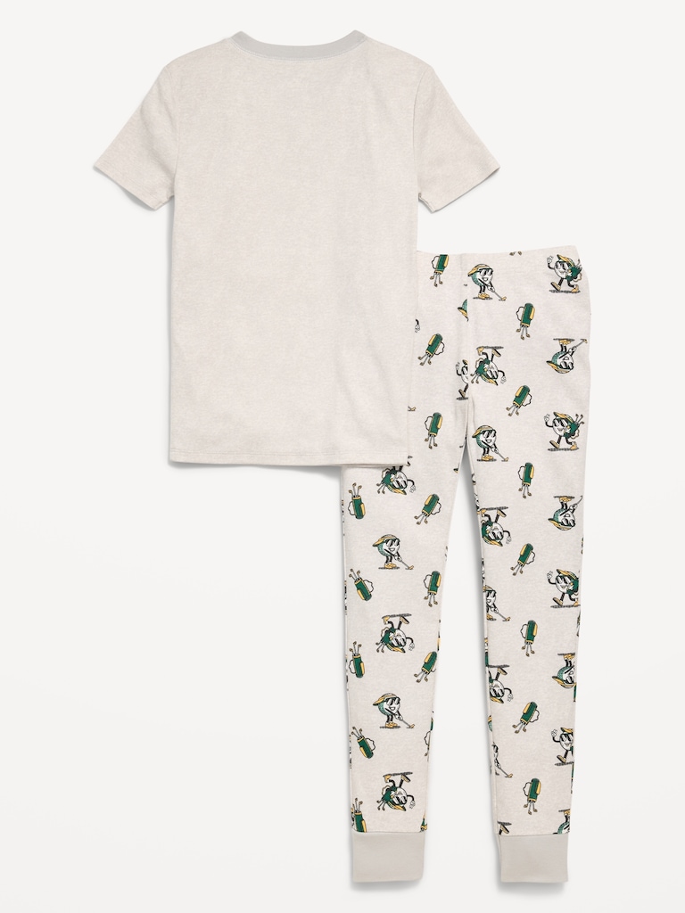 Gender-Neutral Snug-Fit Graphic Pajama Set for Kids