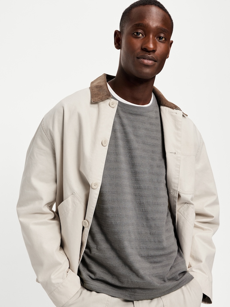 Long-Sleeve Textured-Knit Striped T-Shirt