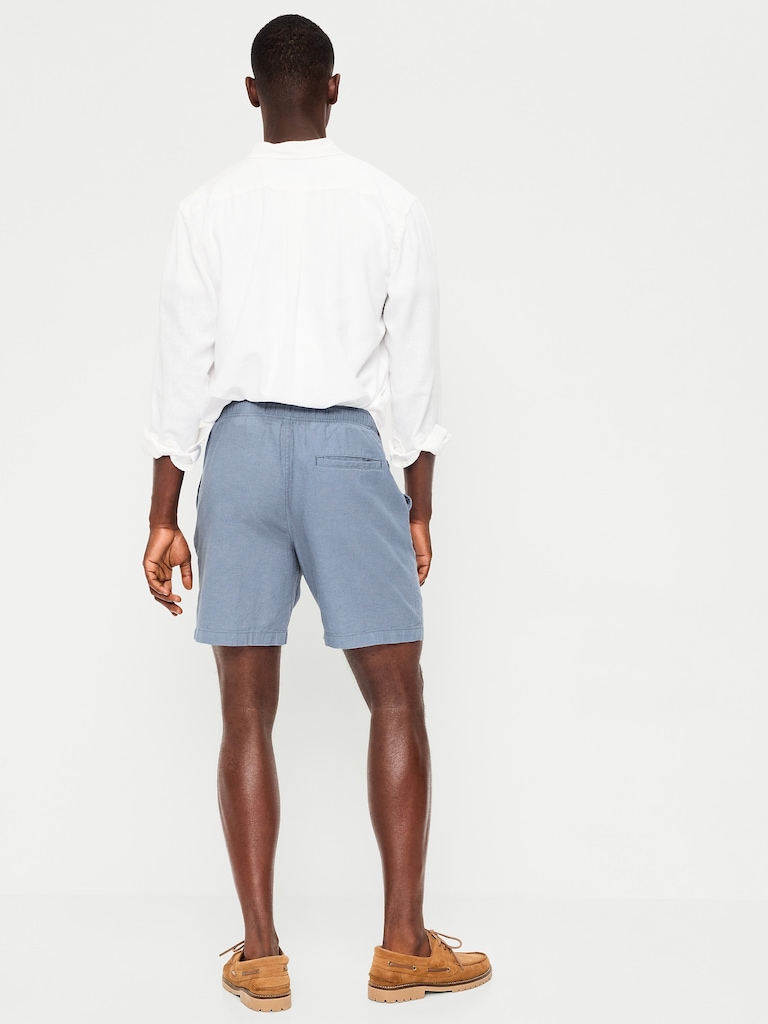 Linen-Blend Jogger Shorts -- 7-inch inseam