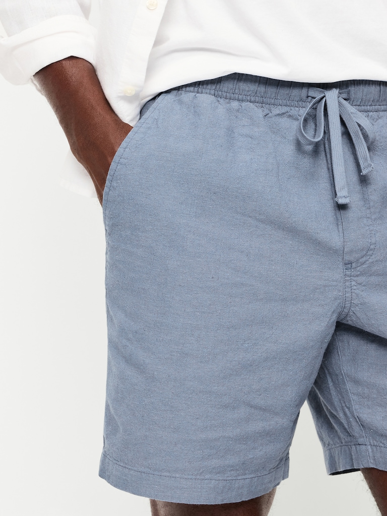 Linen-Blend Jogger Shorts -- 7-inch inseam