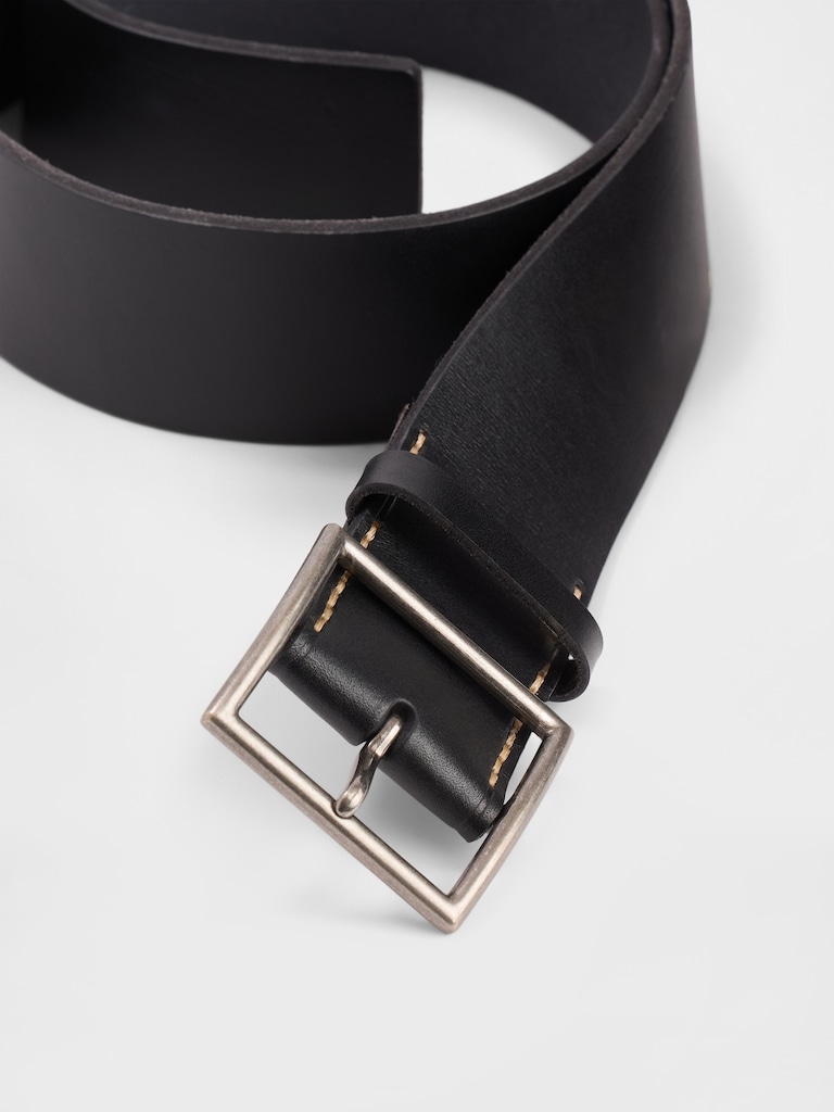 Leather Square-Buckle Belt