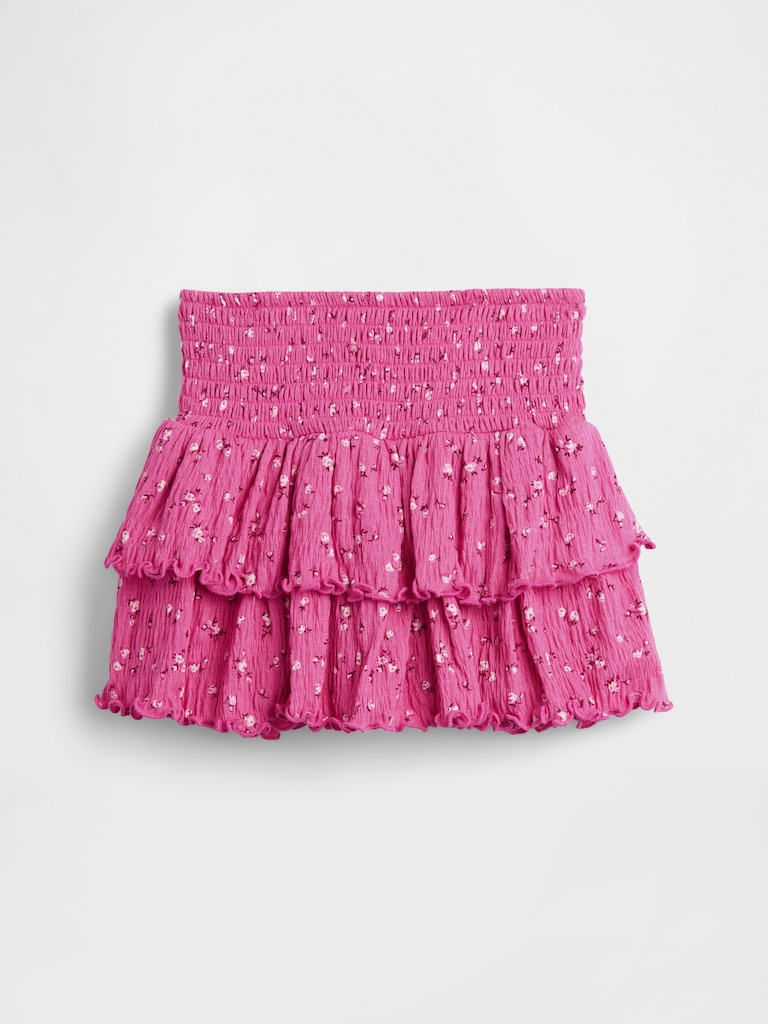 Kids Crinkle Knit Tiered Skort