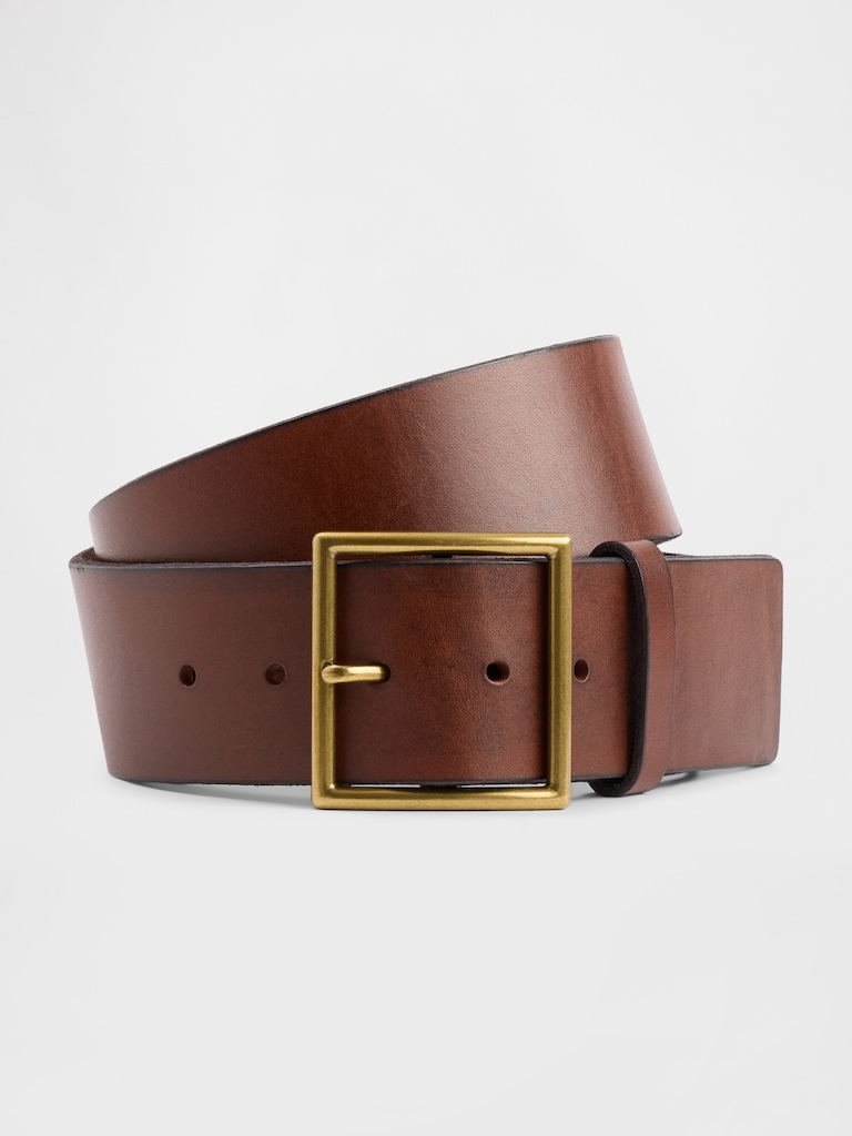 Leather Square-Buckle Belt